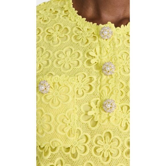 Self Portrait Lime Daisy Guipure Mini Dress US10 - Picture 2 of 10